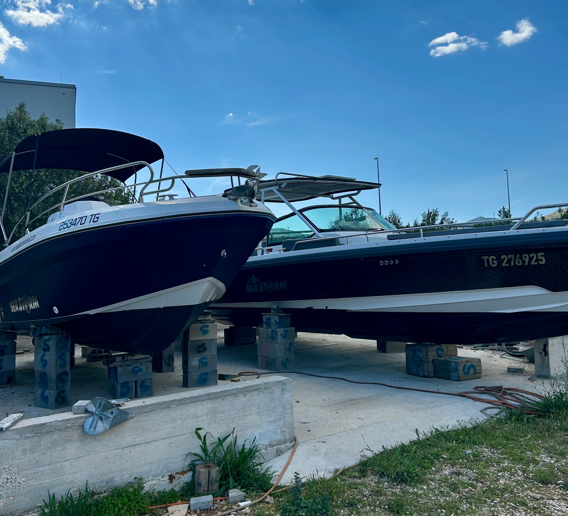 Vessels stored on stands at DryDock Dalmatia